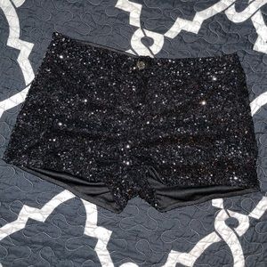 Black Sequined Shorts